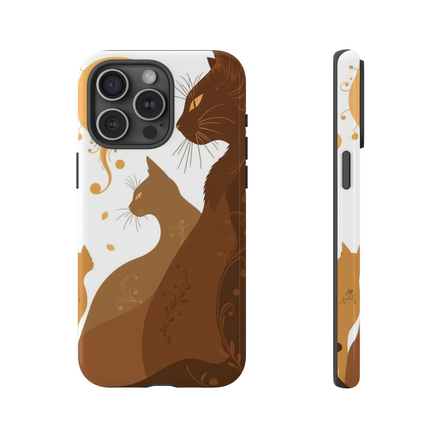 iPhone 15 Pro Max / Glossy Phone Case - Abstract Cat Pattern Design Phone Case