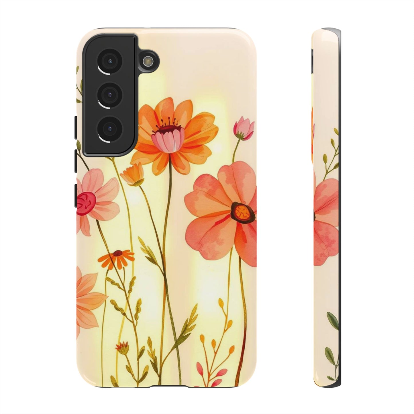 Samsung Galaxy S22 / Glossy Phone Case - Watercolour Bunch of Wildflowers Design Phone Case
