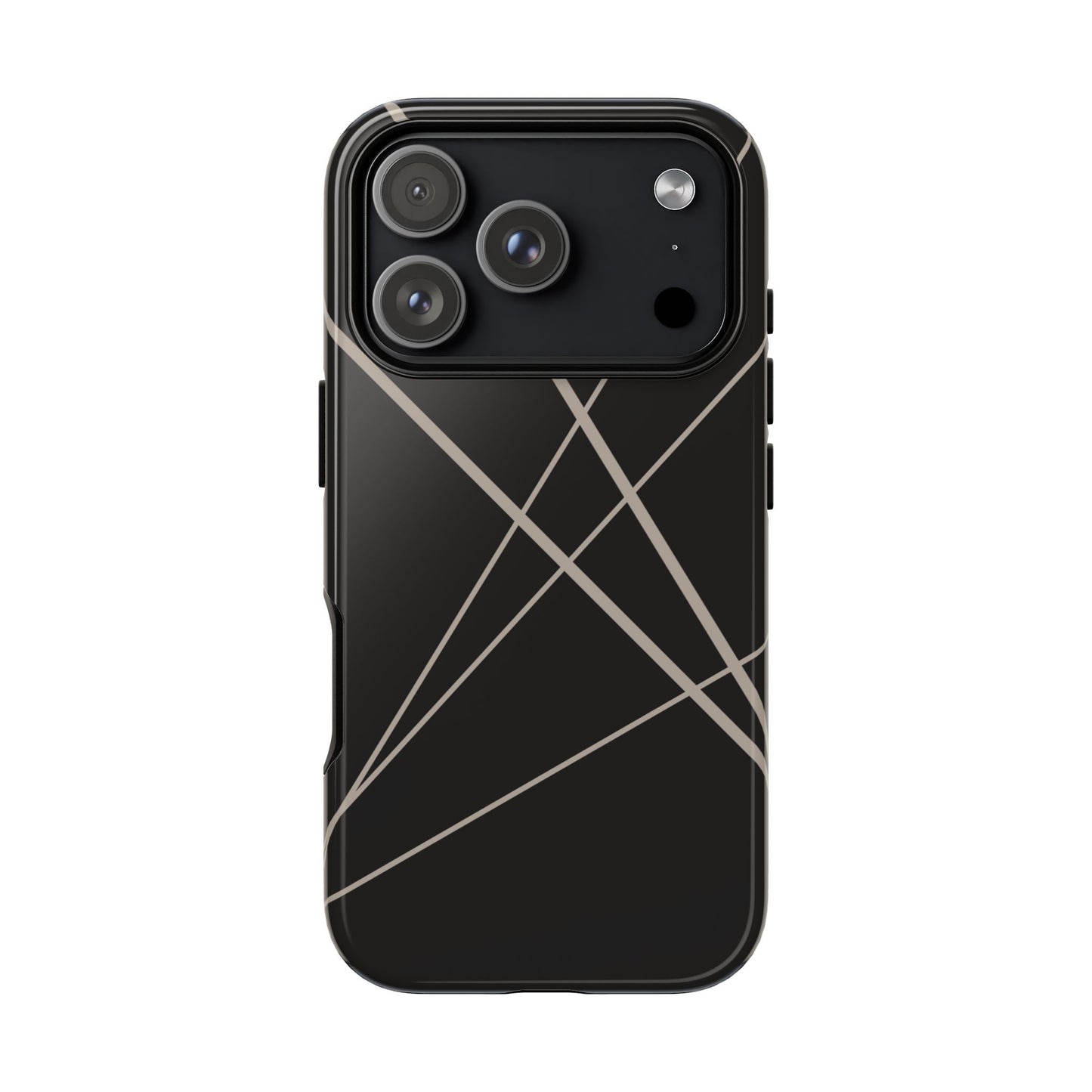iPhone 17 Pro / Glossy Phone Case - Abstract Black with Grey Lines Phone Case