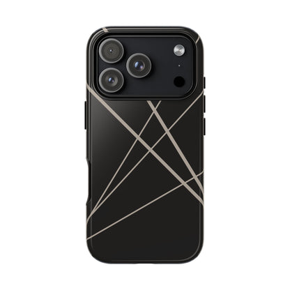 iPhone 17 Pro / Glossy Phone Case - Abstract Black with Grey Lines Phone Case