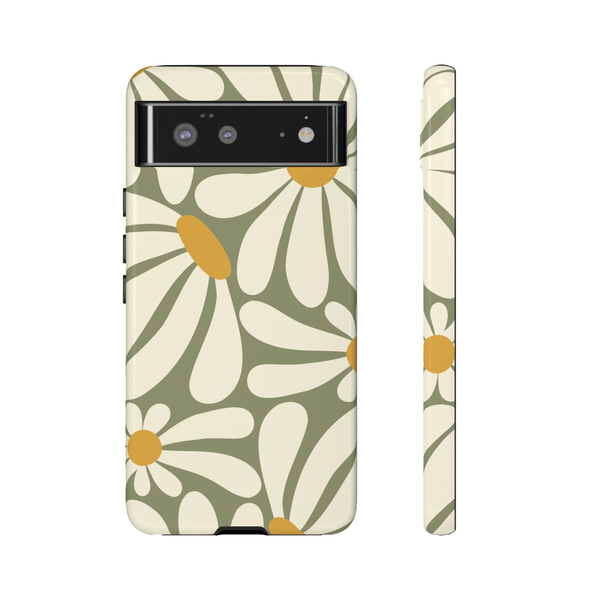 Retro Green Daisy Pattern #1 Phone Case - Green Phone Case - Google Pixel 6 / Glossy