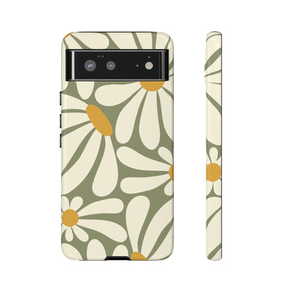 Retro Green Daisy Pattern #1 Phone Case - Green Phone Case - Google Pixel 6 / Glossy