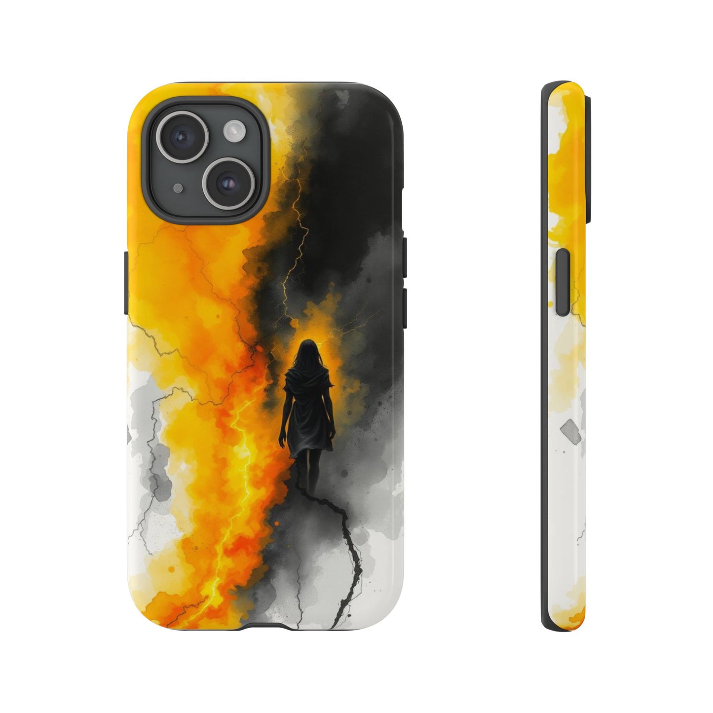 iPhone 15 / Glossy Phone Case - Watercolour Gothic Silhouette of a Woman Phone Case