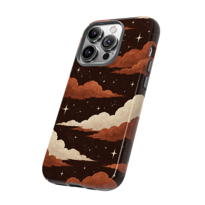 Illustrated Burnt Orange Clouds & Stars Phone Case