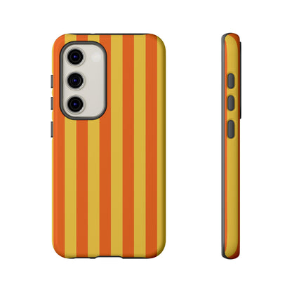 Samsung Galaxy S23 / Glossy Phone Case - Trendy Orange & Yellow Stripe Pattern Phone Case