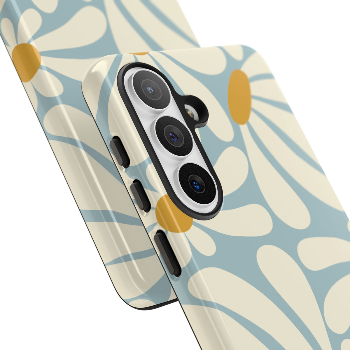 Retro Light Blue Daisy Pattern Phone Case - Blue Phone Case