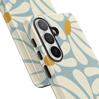 Retro Light Blue Daisy Pattern Phone Case - Blue Phone Case