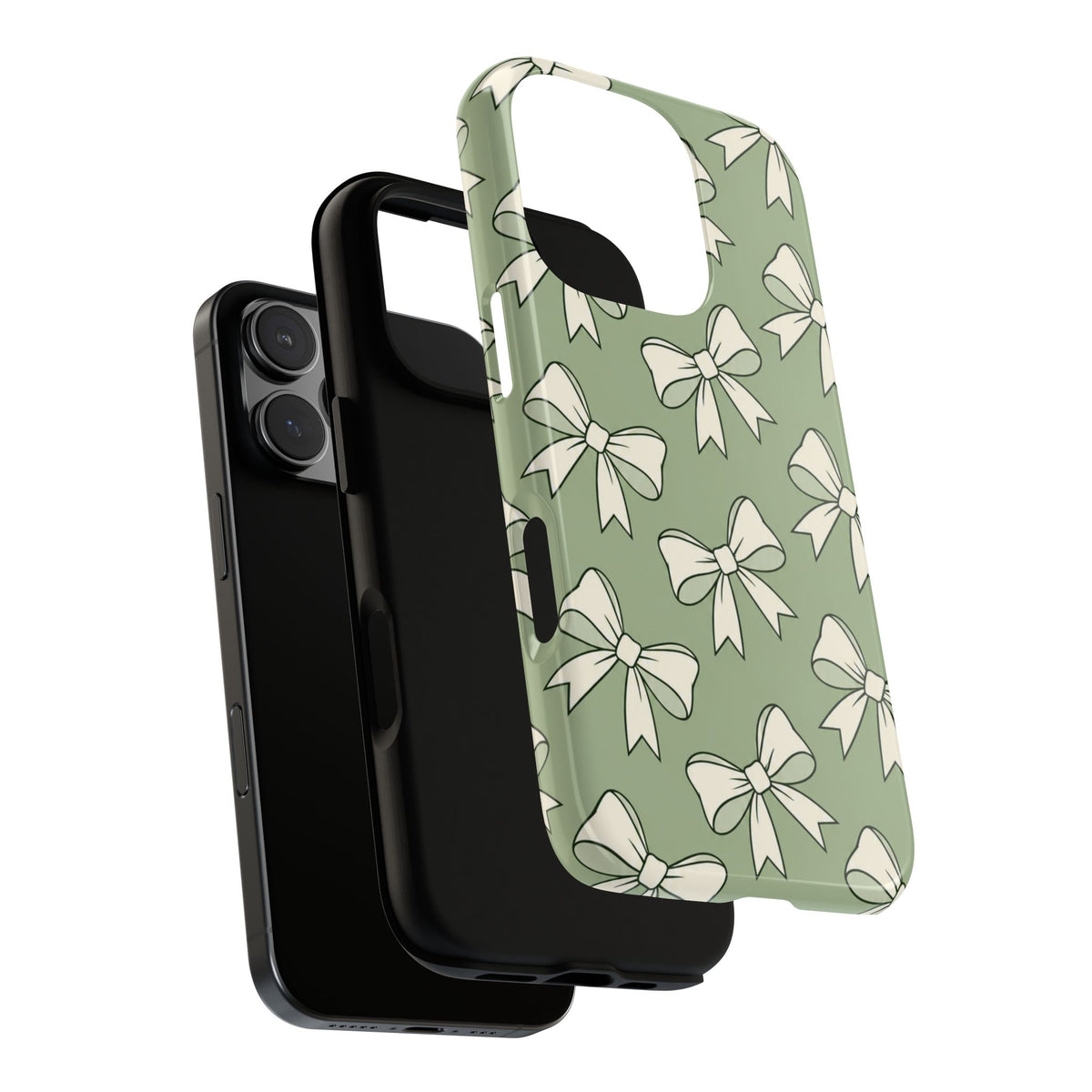 Chic Sage Green Bow Pattern Phone Case