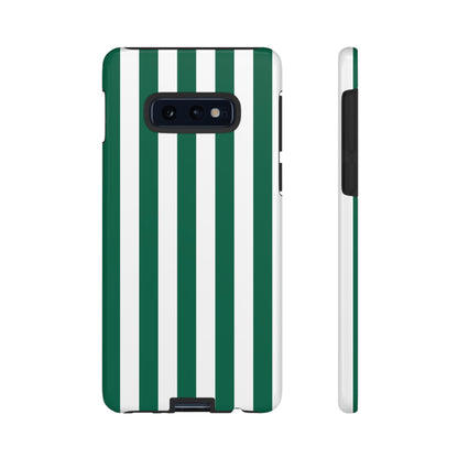 Samsung Galaxy S10E / Glossy Phone Case - Simple Green & White Stripe Pattern Phone Case