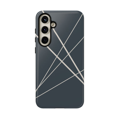 Abstract Blue with Beige Lines Phone Case - Blue Phone Case - Samsung Galaxy S24 Plus / Glossy