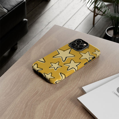 Golden Yellow Doodle Star Phone Case