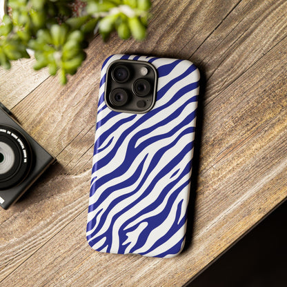 Stylish Electric Blue Zebra Print Phone Case