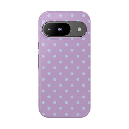 Google Pixel 9 / Glossy Phone Case - Trendy Lilac & Ice Blue Dot Pattern Phone Case