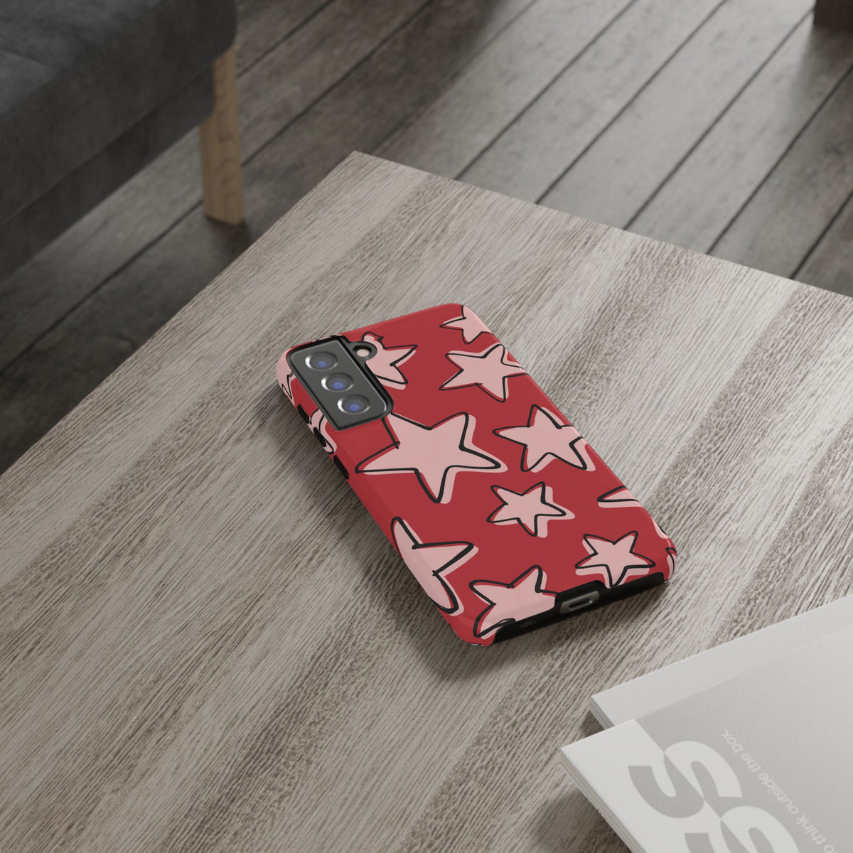 Cherry Red Doodle Star Phone Case