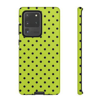 Samsung Galaxy S20 Ultra / Glossy Phone Case - Trendy Neon Lime Green & Black Dot Pattern Phone Case