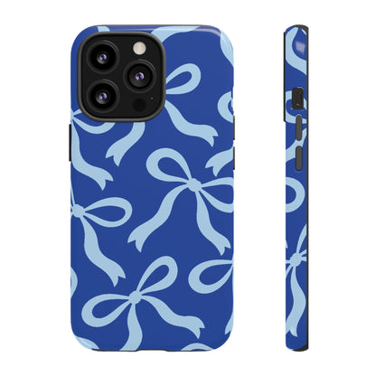 Bold Cobalt Blue and Powder Blue Bow Pattern Phone Case - Blue Phone Case - iPhone 13 Pro / Glossy