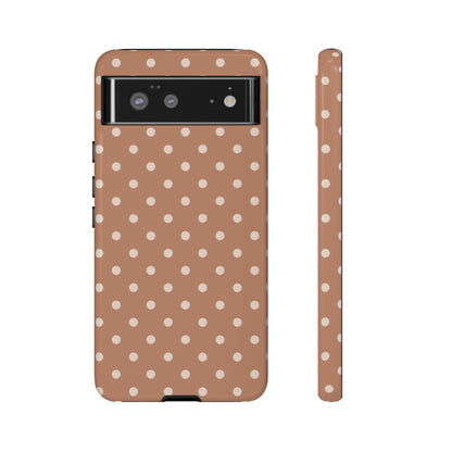 Google Pixel 6 / Glossy Phone Case - Brown with White Dot Pattern Phone Case