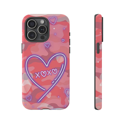 Love Heart Neon Camo Phone Case - Pink Phone Case - iPhone 15 Pro Max / Glossy