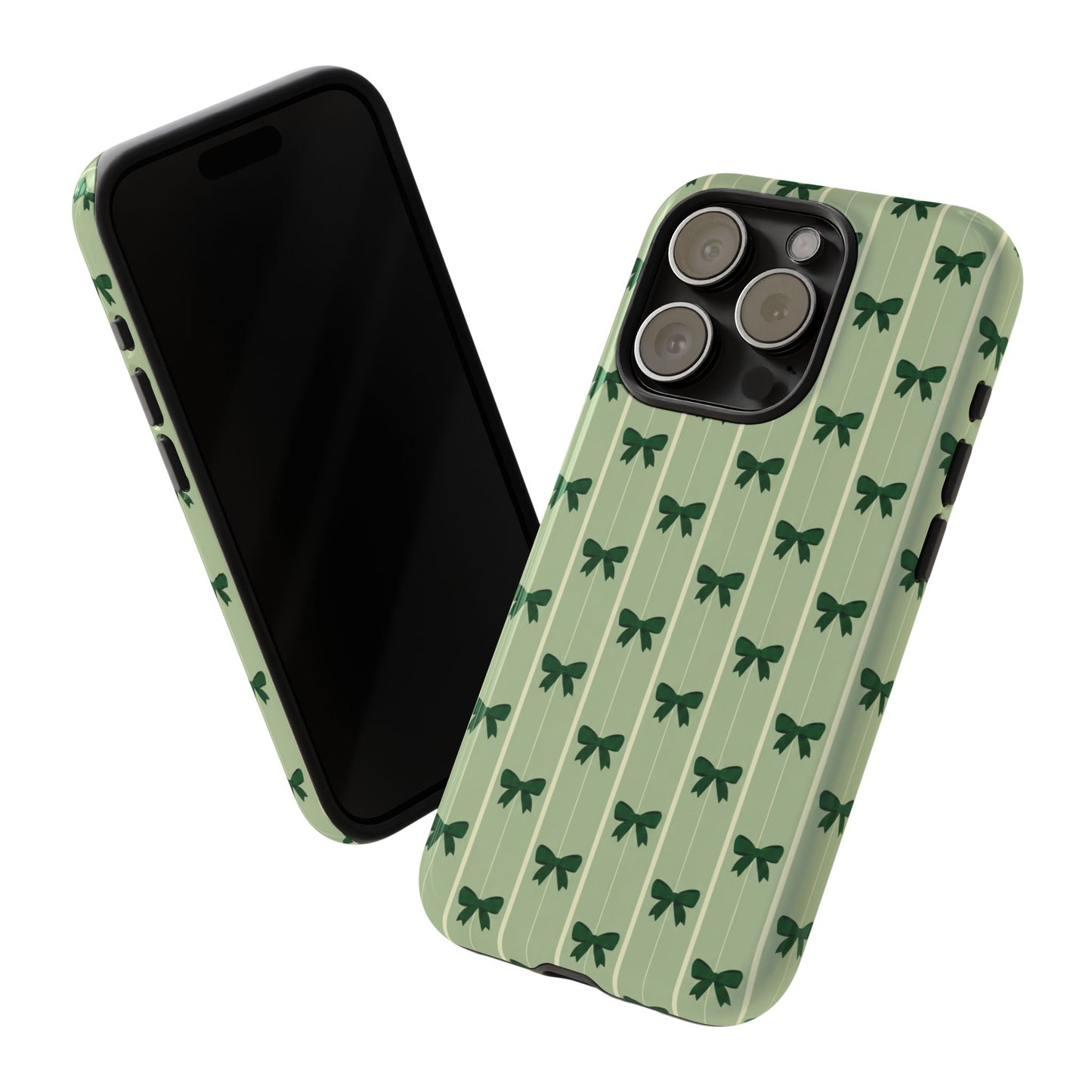 Retro Forest Green Bow Pattern Phone Case