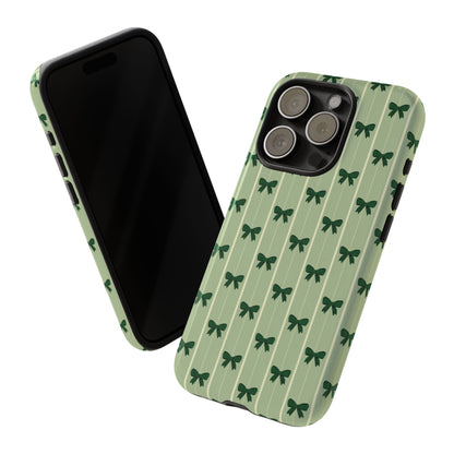 Retro Forest Green Bow Pattern Phone Case