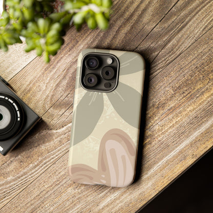 Hibiscus Heart Pattern Phone Case - Beige Phone Case