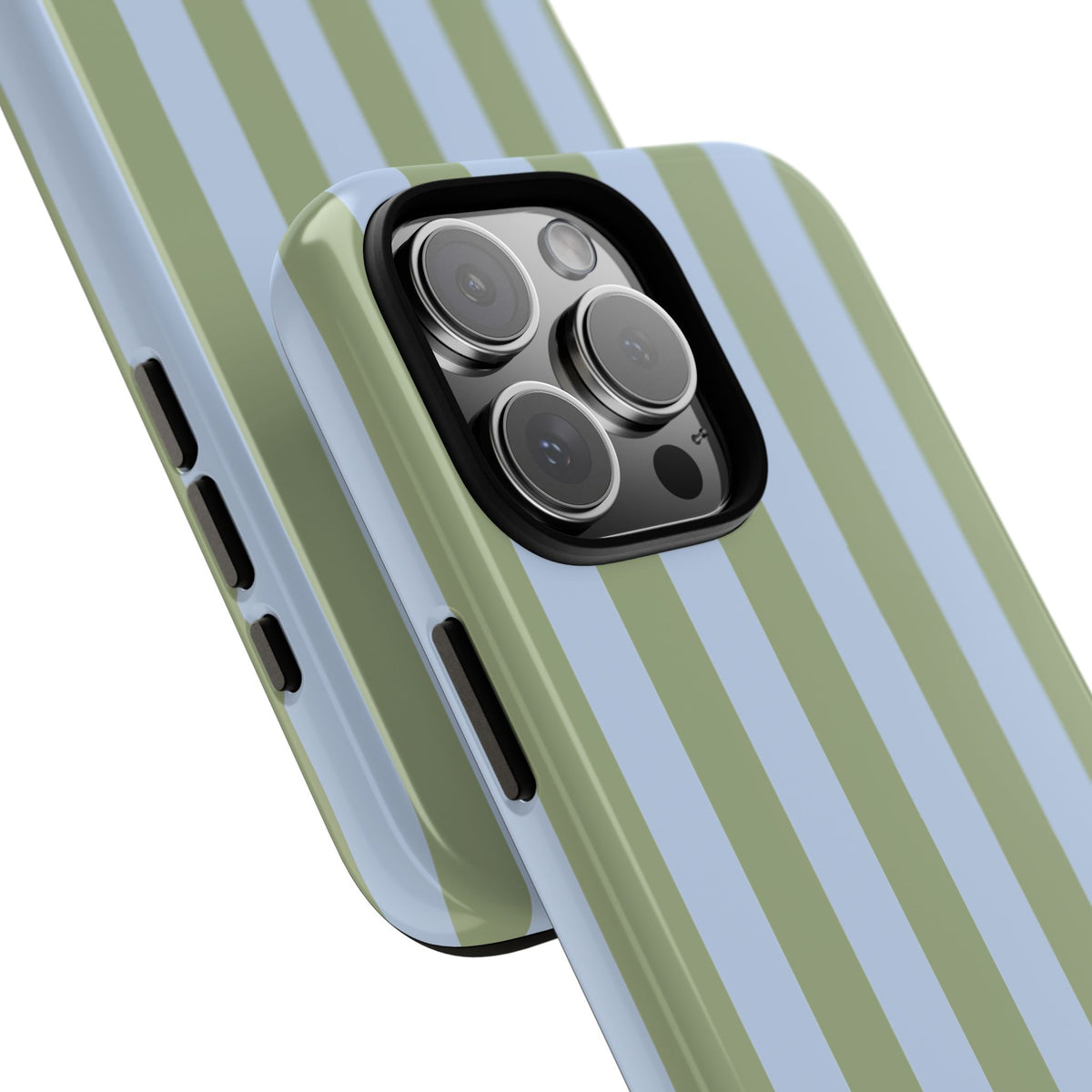 Trendy Ice Blue & Green Stripe Pattern Phone Case - Blue Phone Case