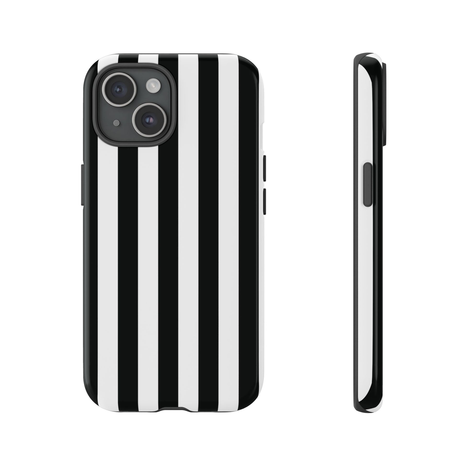 Simple Black & White Stripe Pattern Phone Case - White Phone Case - iPhone 15 / Glossy
