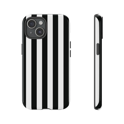 iPhone 15 / Glossy Phone Case - Simple Black & White Stripe Pattern Phone Case