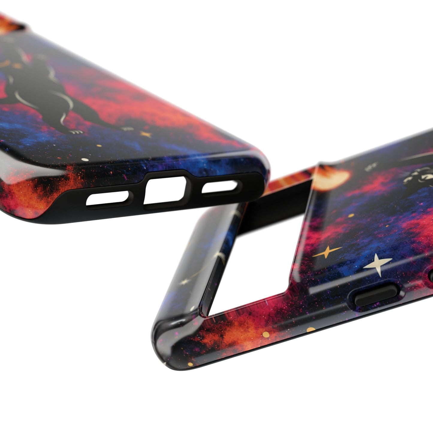 Whimsical Multicolour Celestial Black Cat Phone Case