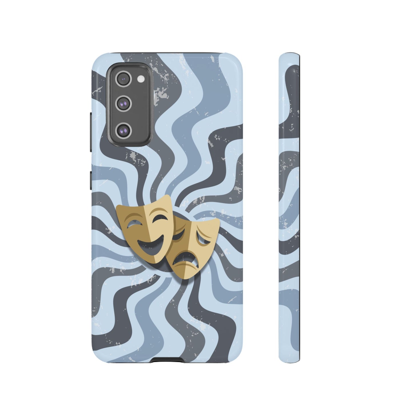 Comedy & Tragedy Masks – Blue Minimal Retro Wave Phone Case - Blue Phone Case - Samsung Galaxy S20 FE / Glossy