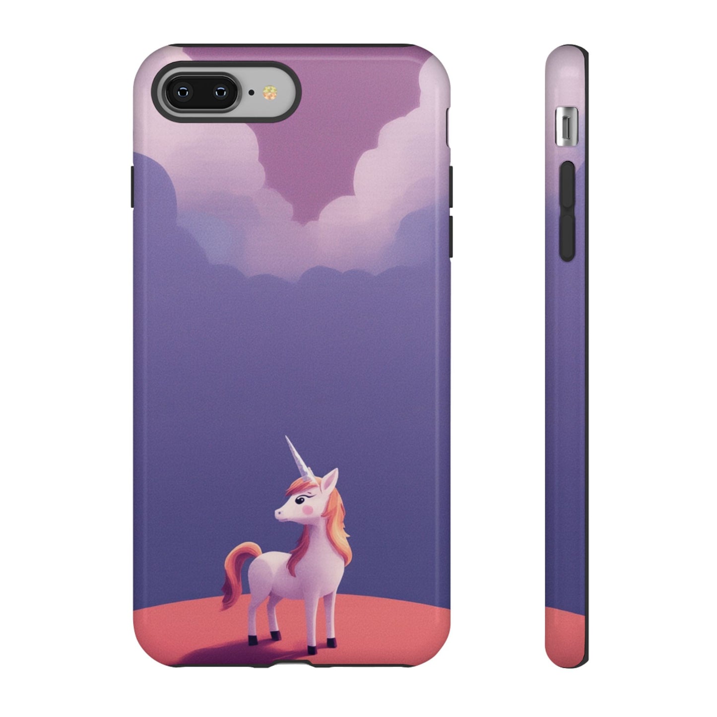 iPhone 8 Plus / Glossy Phone Case - Cute Unicorn & Cloud Design Phone Case