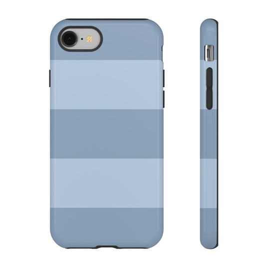 iPhone 8 / Glossy Phone Case - Light Blue Horizontal Stripe Pattern Phone Case