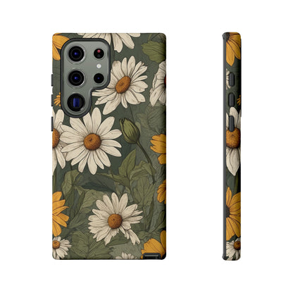Samsung Galaxy S23 Ultra / Glossy Phone Case - Boho Chic Daisies Floral Pattern ’White & Yellow’ Phone Case