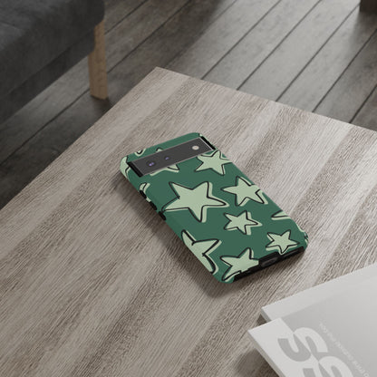 Forest Green Doodle Star Phone Case