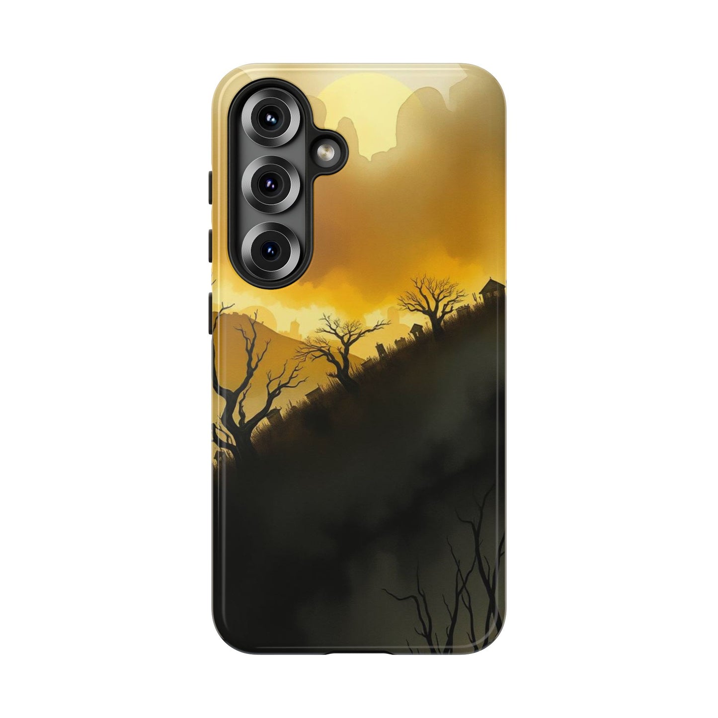 Samsung Galaxy S25 / Glossy Phone Case - Eerie Graveyard Watercolour Design Phone Case