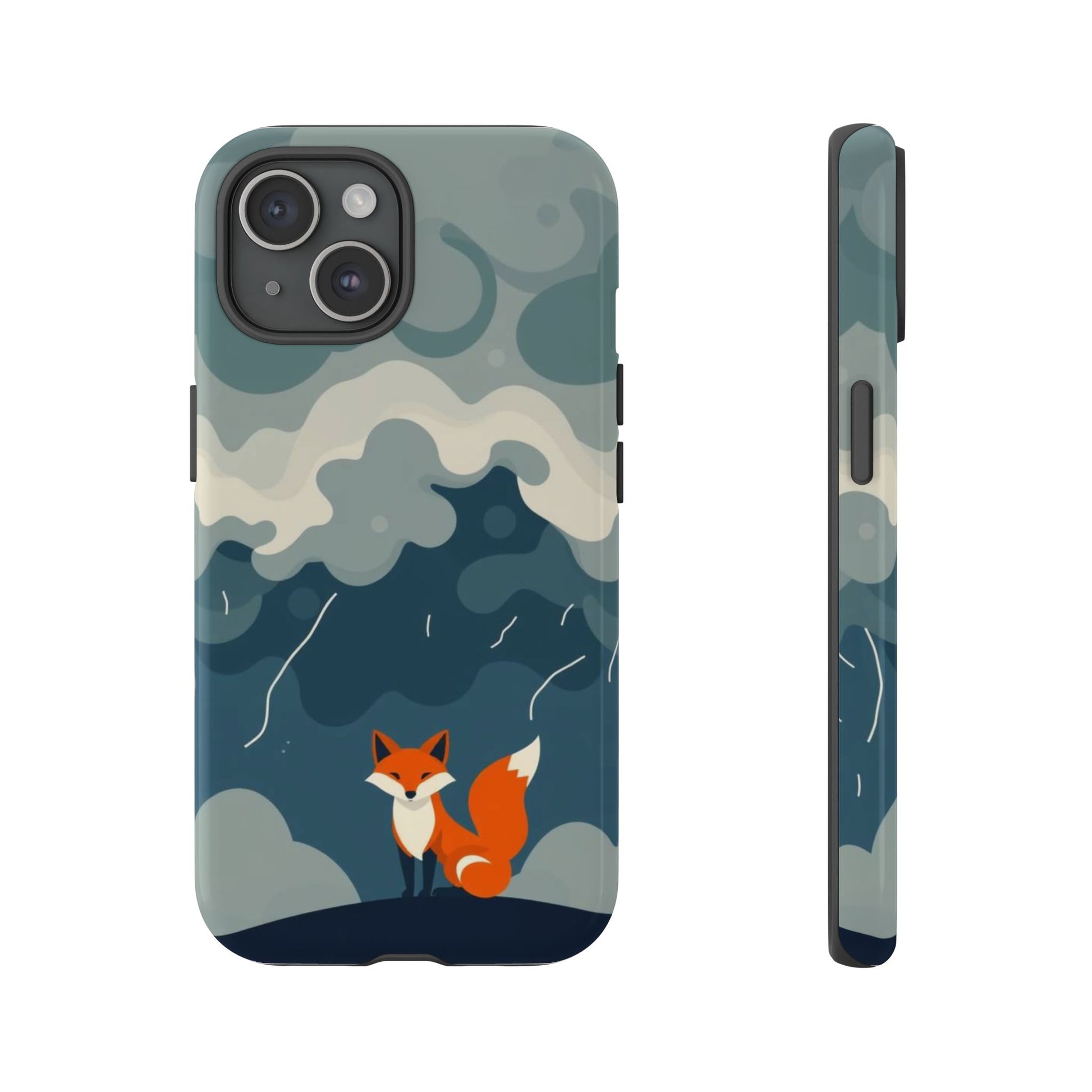 Stormy Fox Design Phone Case - Multicolor Phone Case - iPhone 15 / Glossy