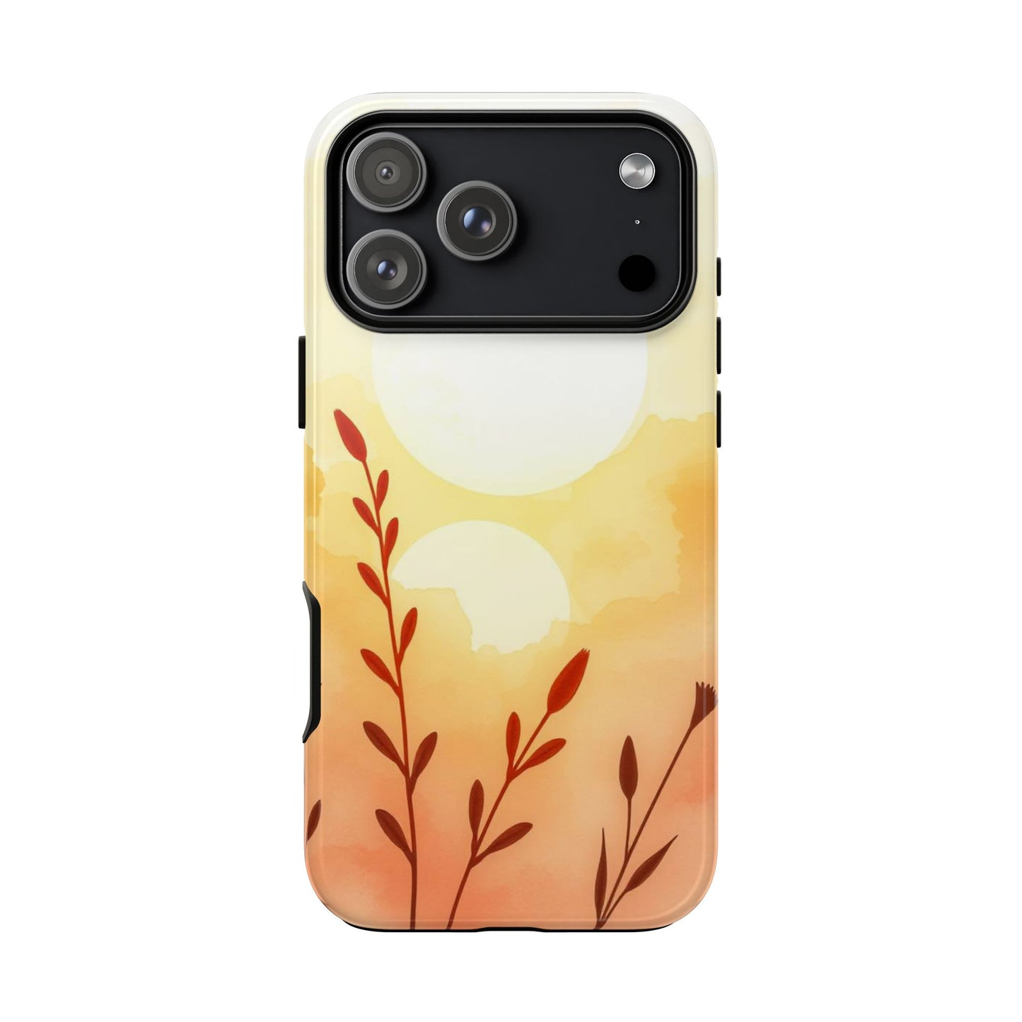 iPhone 17 Pro Max / Glossy Phone Case - Watercolour Wildflower & Sun Design Phone Case