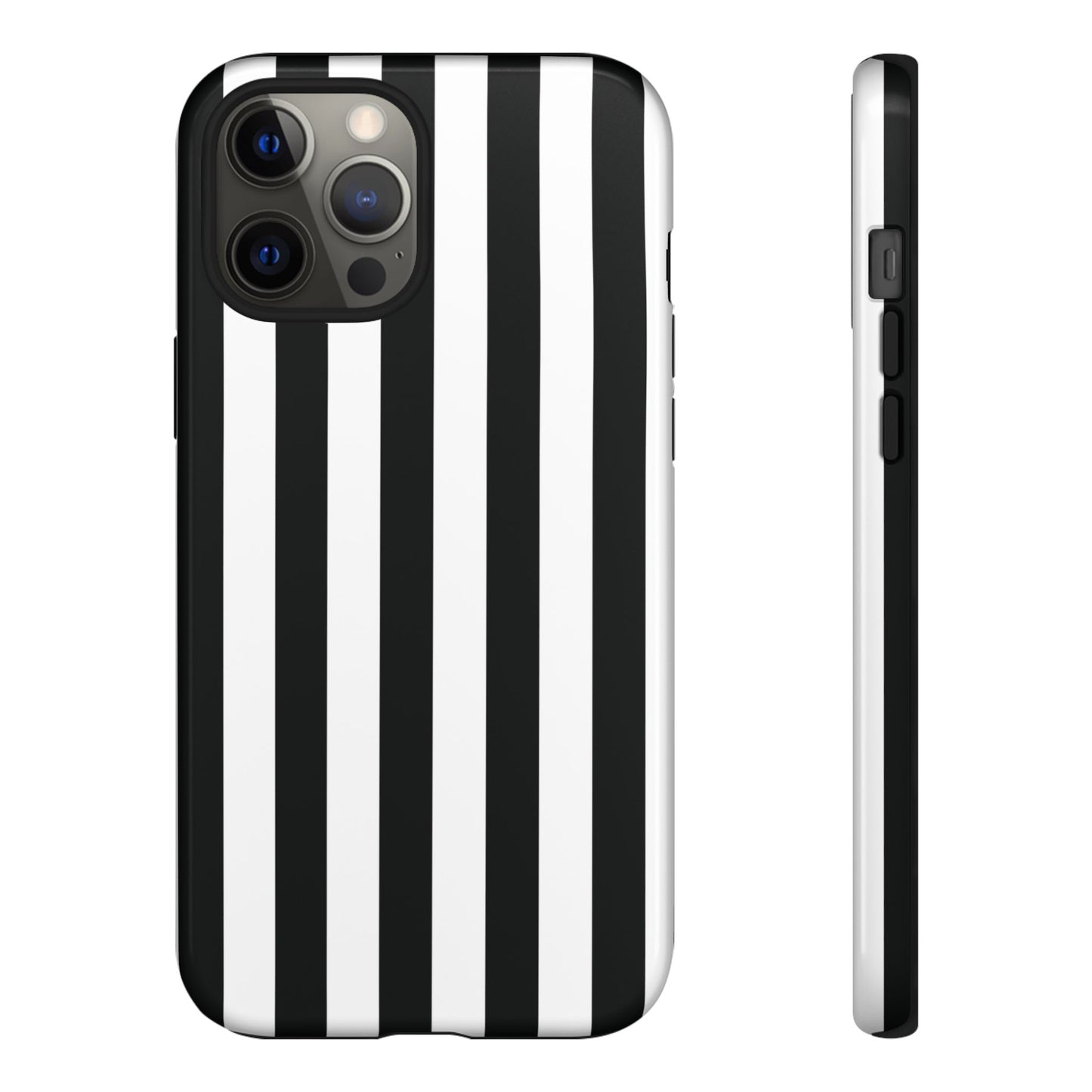 iPhone 12 Pro Max / Glossy Phone Case - Simple Black & White Stripe Pattern Phone Case