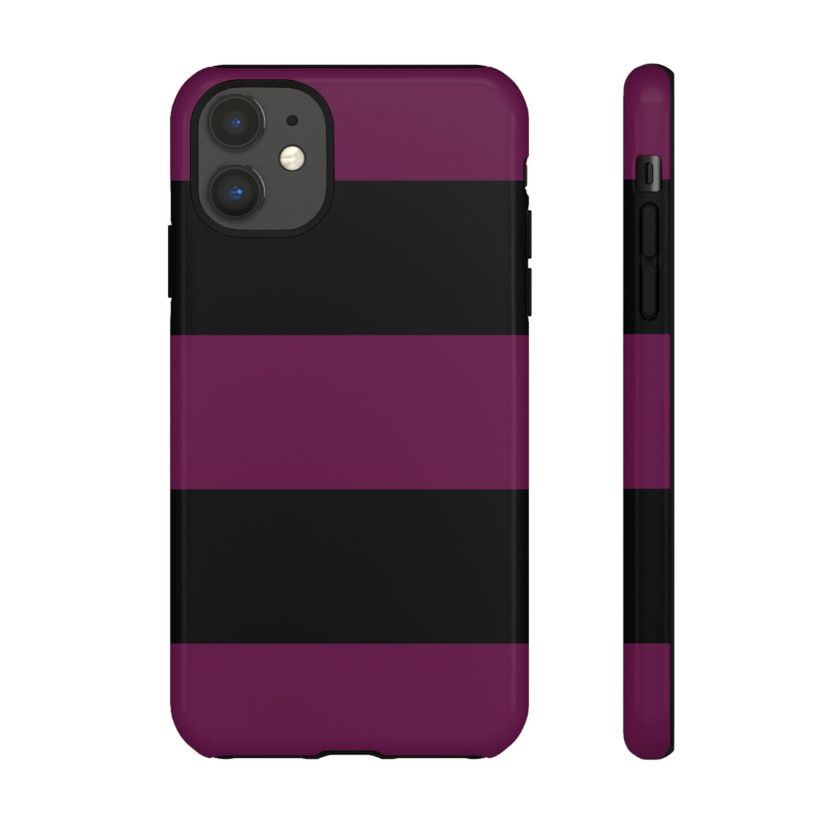 Purple & Black Horizontal Stripe Pattern Phone Case - Purple Phone Case - iPhone 11 / Glossy