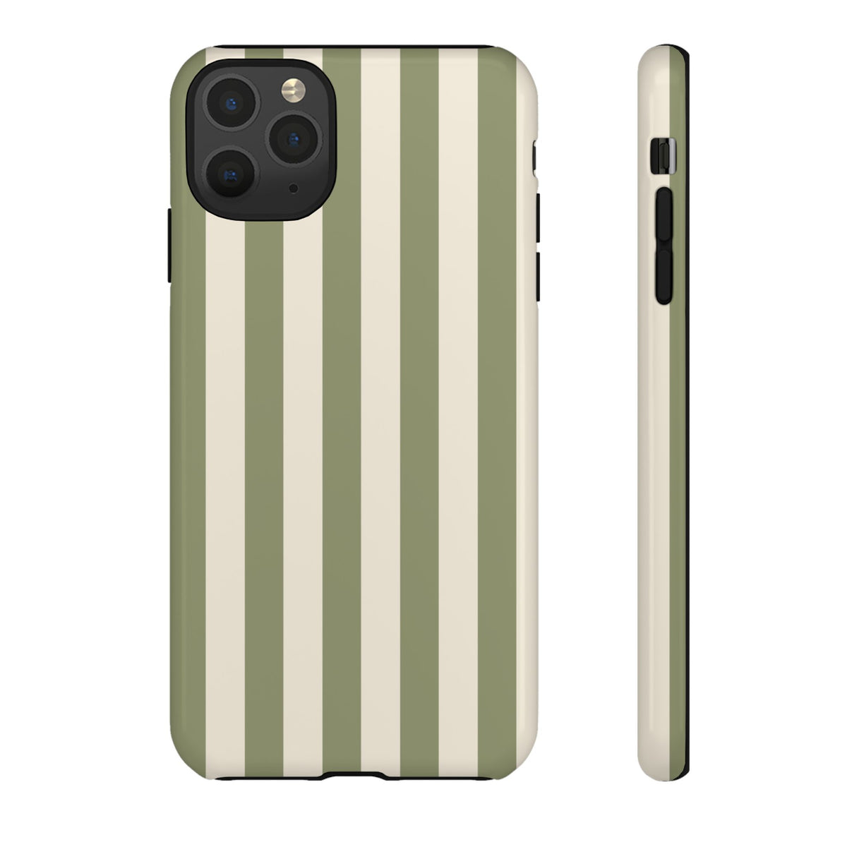 Olive & Beige Stripe Pattern Phone Case - Green Phone Case - iPhone 11 Pro Max / Glossy