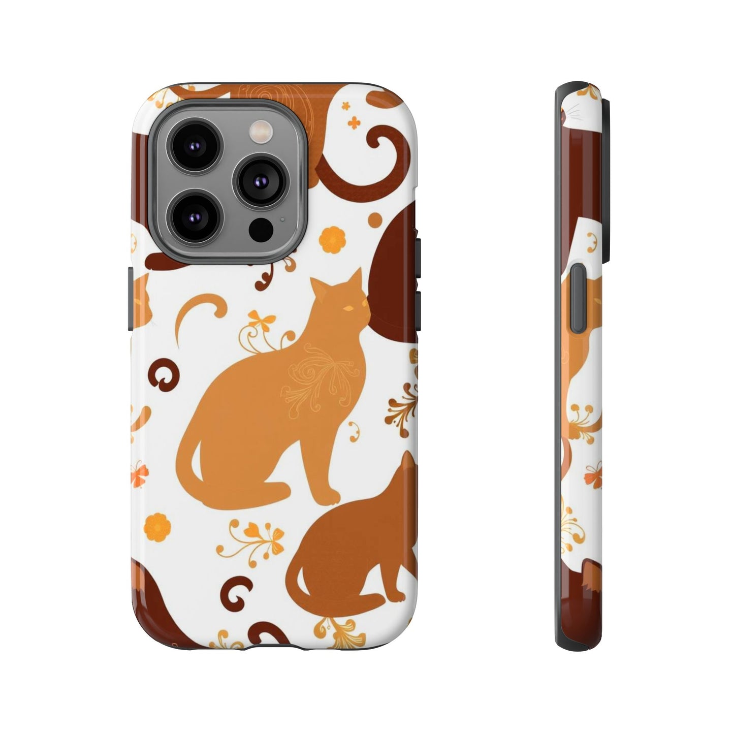 iPhone 14 Pro / Glossy Phone Case - Abstract Cat Pattern Phone Case