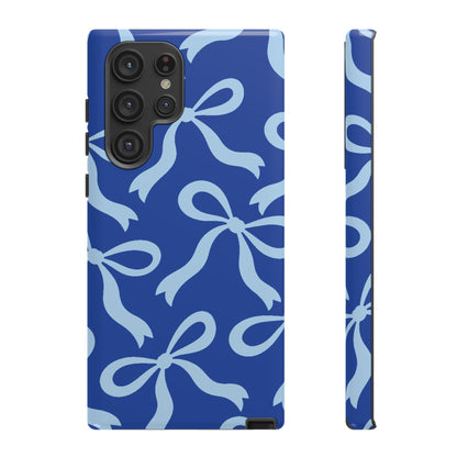 Bold Cobalt Blue and Powder Blue Bow Pattern Phone Case - Blue Phone Case - Samsung Galaxy S22 Ultra / Glossy