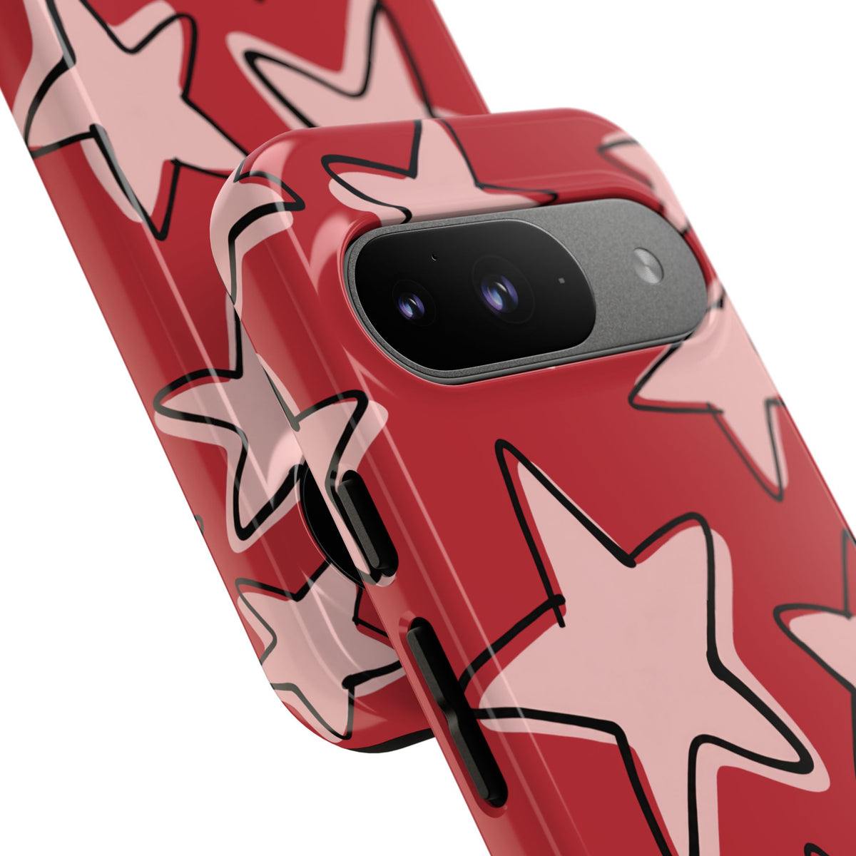 Cherry Red Doodle Star Phone Case