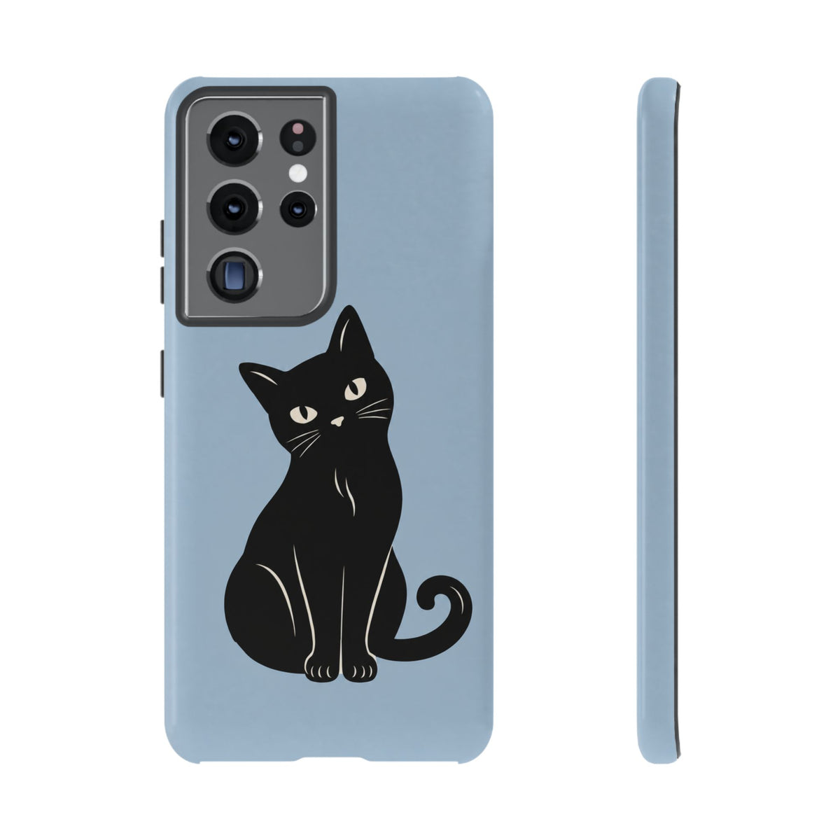 Minimalist Powder Blue & Black Cat Phone Case