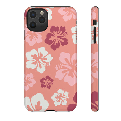 iPhone 11 Pro Max / Glossy Phone Case - ’Pink Hibiscus Retro Pattern #3’ Phone Case