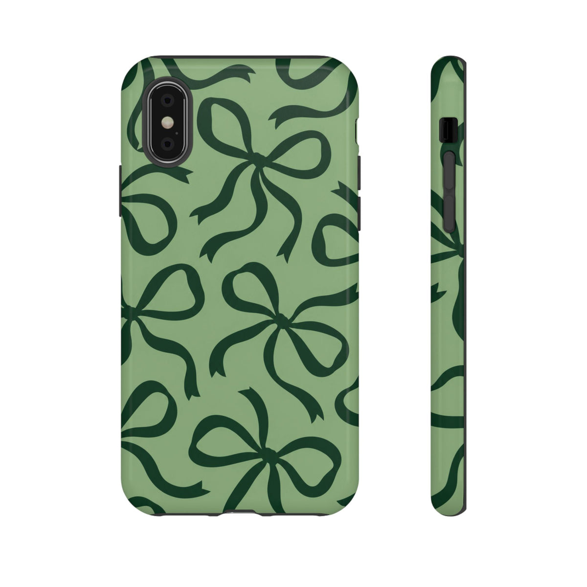 Bold Sage Green and Forest Green Bow Pattern Phone Case