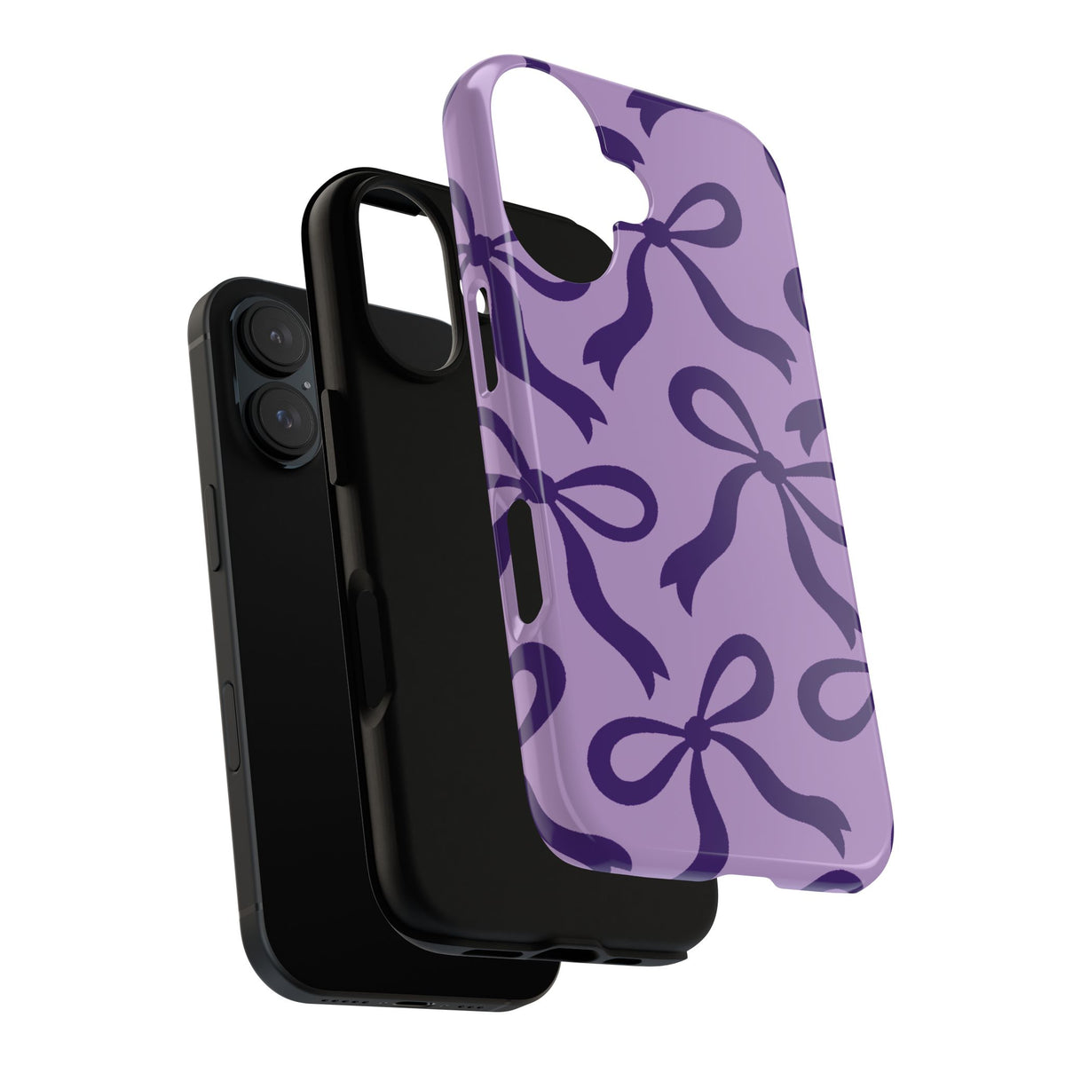 Bold Lilac and Deep Purple Bow Pattern Phone Case - Purple Phone Case