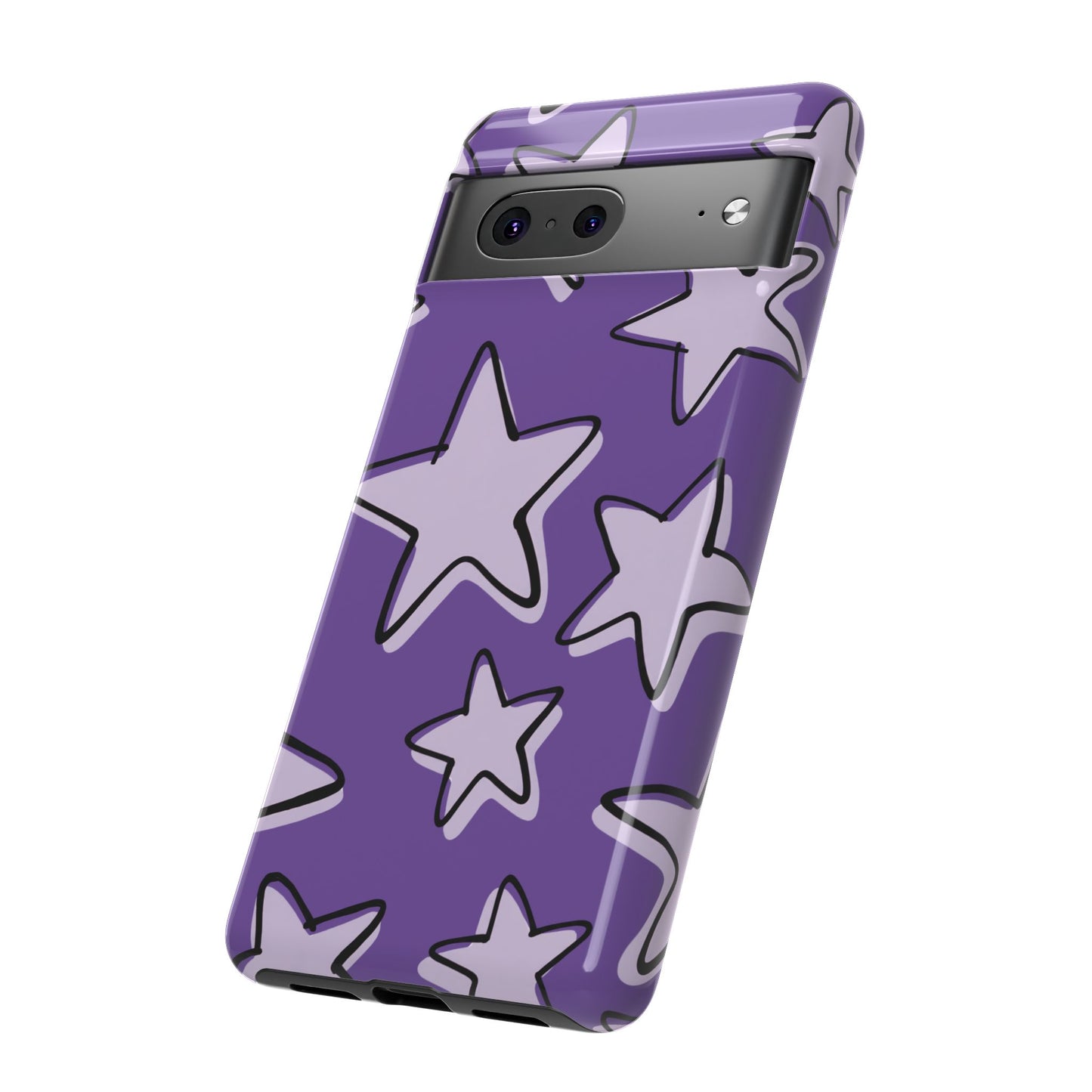 Violet Purple Doodle Star Phone Case