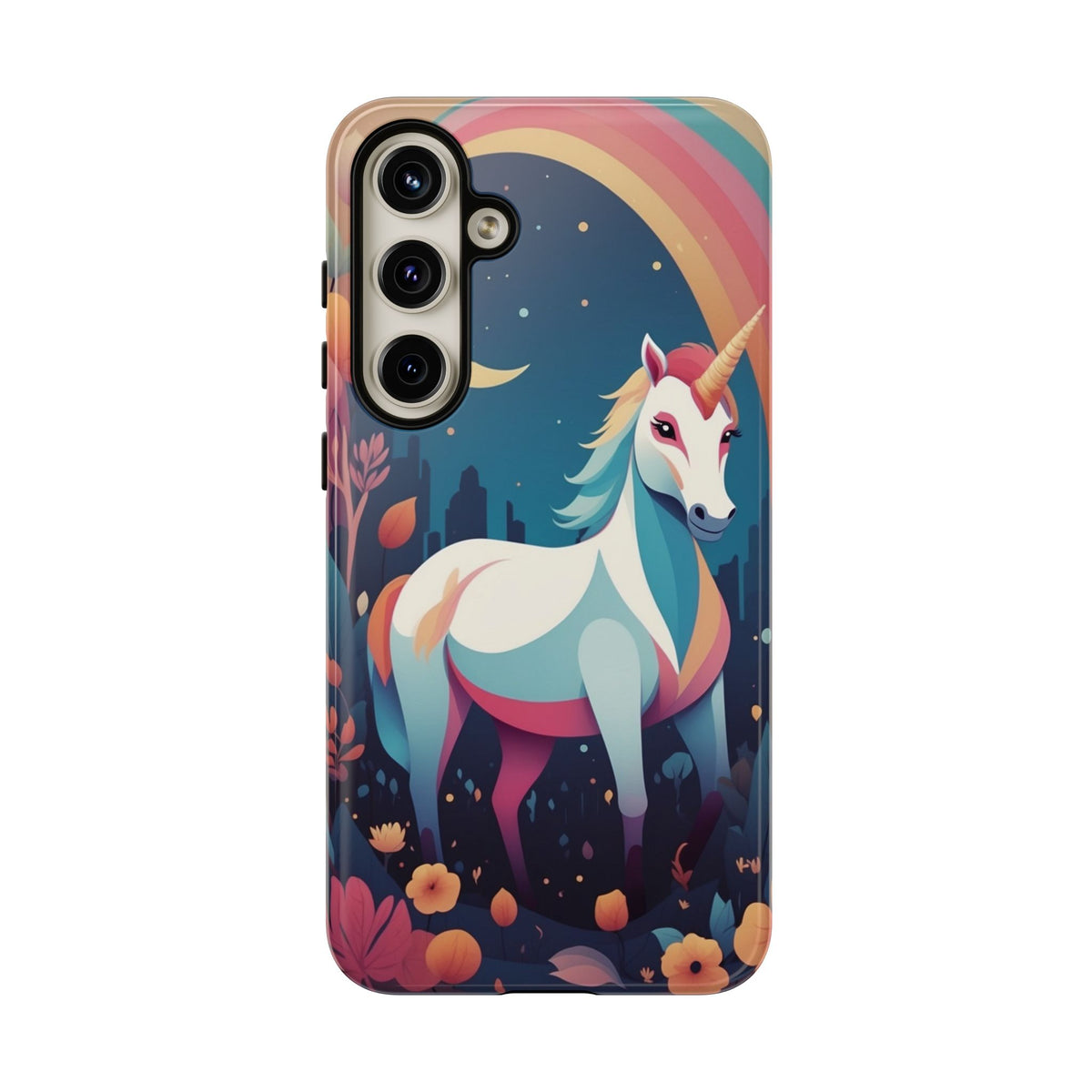 Stylised Unicorn & Rainbow Design Phone Case - Multicolor Phone Case - Samsung Galaxy S24 Plus / Glossy