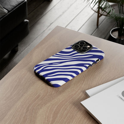 Modern Electric Blue Zebra Print Phone Case